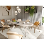 Stół okrągły rozkładany AVERO – kolor kaszmir, nowoczesny design, funkcja rozkładania do 180 cm